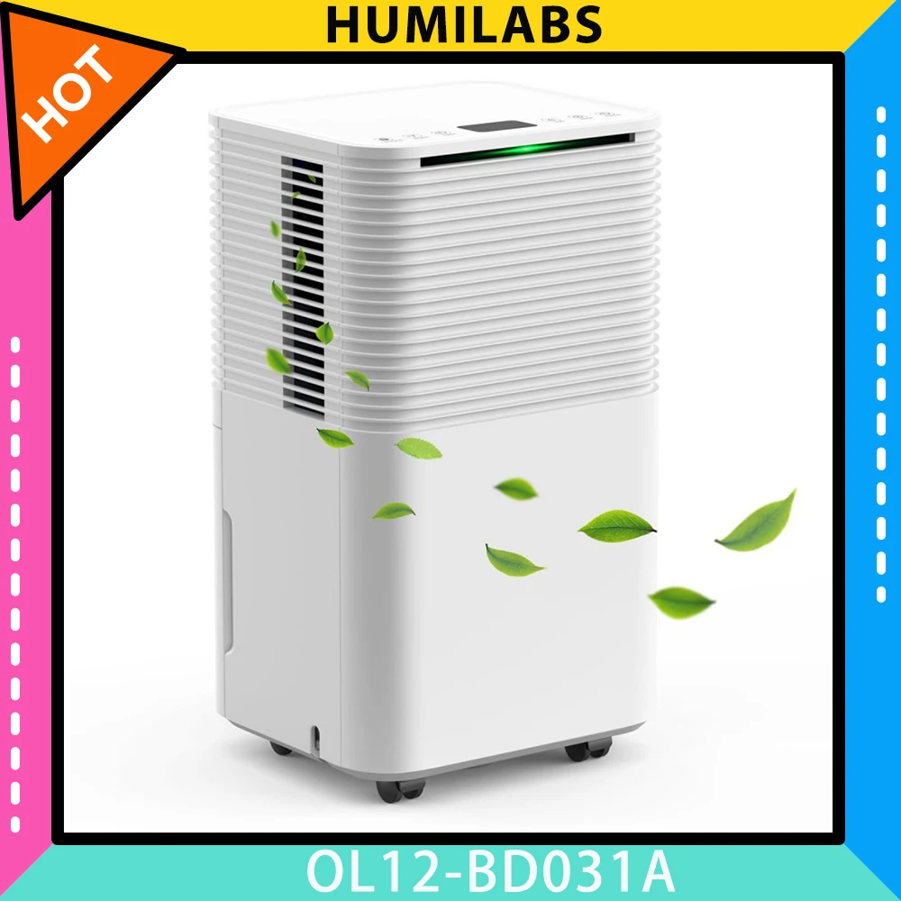 HUMILABS OL12-BD031A Déshumidificateur domestique portable, capacité de déshumidification 12 L, 3 modes, drainage automatique/manuel, minuterie 24 heures, faible bruit, séchage des vêtements – Image 2