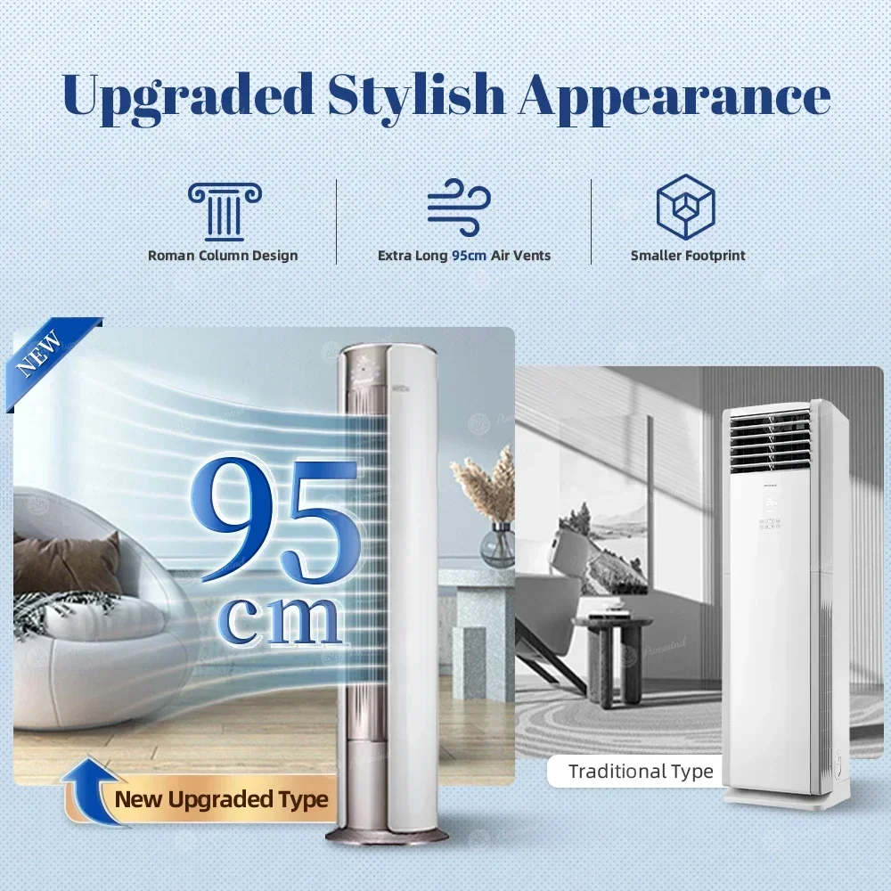 Puremind Floor Standing Air Conditioner Split AC Units Heat Pump Cooling Cylindrical Climatisation with App for Home Hotel HOT – Image 3